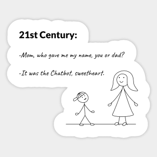 Stickman Family T-Shirt Chatbot Naming Sweetheart Question Tee Sticker